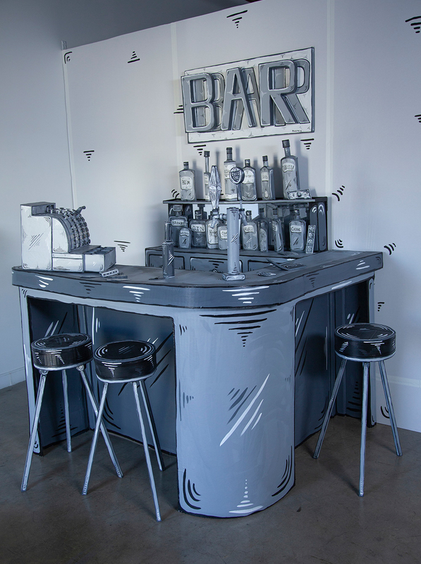 Dosshaus Paper-Thin Hotel INSTALLATION SHOT OF BAR