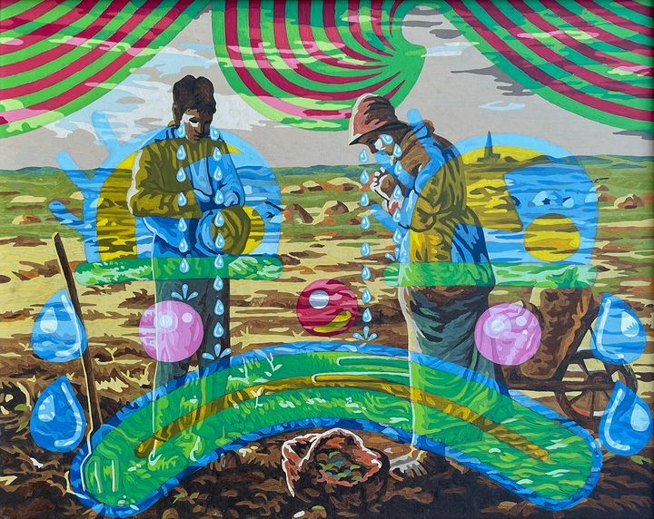 Altered Images Vintage Paint-By-Numbers Reimagined TOSSING PRAYERS TO THE WIND, THAT ARE TOO HEAVY TO FLY