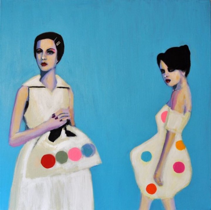 JOSHUA PETKER "Between Butterflies" "TWO WOMEN PASSING (BLUE)"