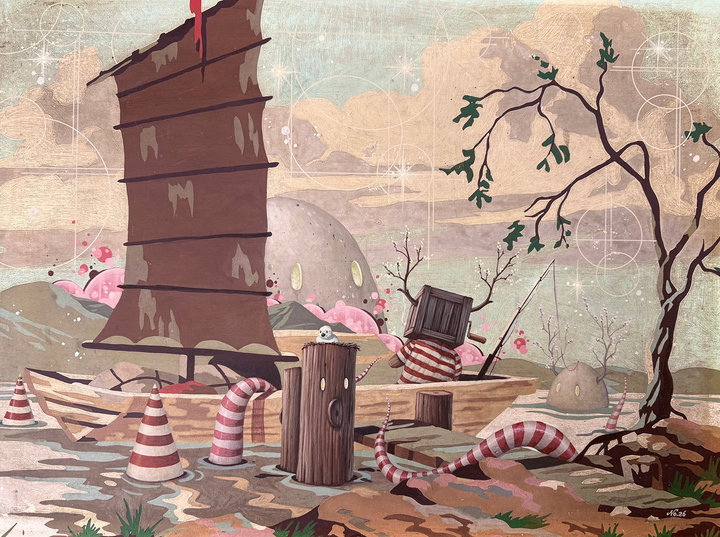 Altered Images Vintage Paint-By-Numbers Reimagined GONE FISHING