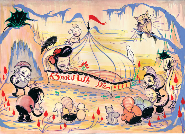 SNOW WHITE Camille Rose Garcia Illustrations SNOW WHITE IN A GLASS COFFIN