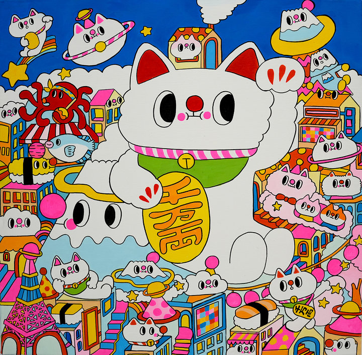 MESSY DESK A Journey To Wonderland LUCKY CAT & MOUNT FUJI