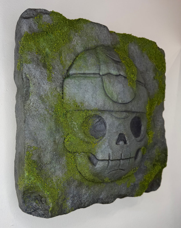 ART COLLECTOR STARTER KIT XI GROUP SHOW A COLLECTION OF 12" X 12" WORKS CALAVERITA OLMECA ANCIENT RELIC (SIDE VIEW)