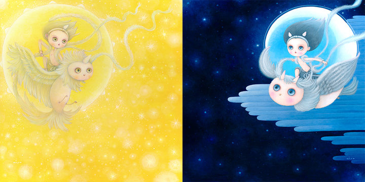 aica Where Petals Dance "SUN CHILD" AND "MOON CHILD" DIPTYCH