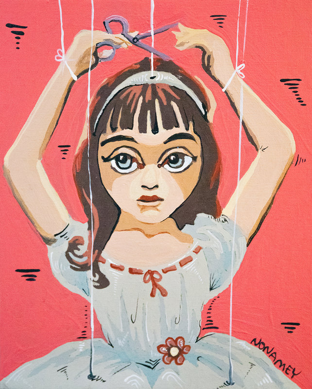Altered Images Vintage Paint-By-Numbers Reimagined GIRL ON A WIRE
